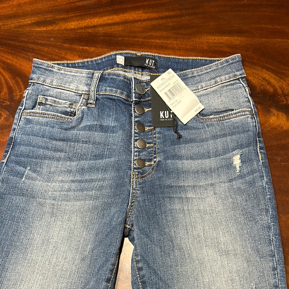 Kut from the Kloth High Rise Button-Fly Jeans - Medium Blue